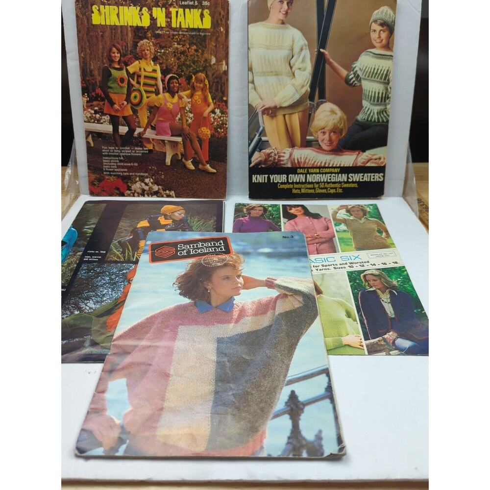 Lot Of VTG KNIT YOUR OWN NORWEGIAN SWEATERS 50 Designs Knitting Book And More